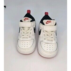 Nike Court Borough Low 2 SE Toddler Shoes Size 5C White Black Red DM0112-100